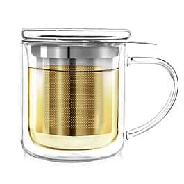 SINGLE-SERVE TEA MAKER - GLASS MUG WITH INFUSER AND LID