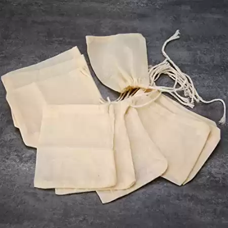Loose Leaf Infuser Cotton Muslin Drawstring Bags Reusable