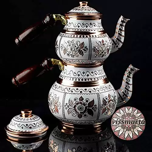 Vintage Copper Turkish Teapot Tea Kettle Pots Set
