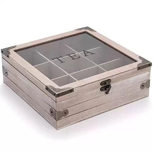 Wooden Tea Box Organizer Wood