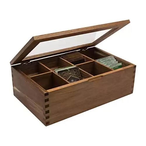 Tea Storage Box Organizer - Premium Acacia wood