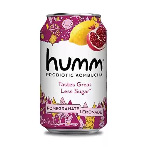 Humm Probiotic Kombucha Pomegranate Lemonade - 2 Billion Probiotics for Gut Health 12 pack