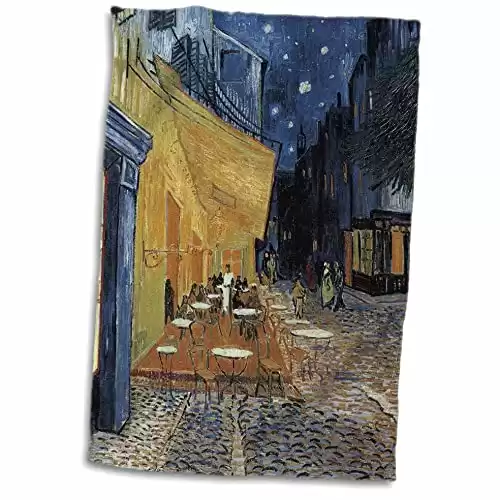 3D Rose Terrace of A Café at Night by Vincent Van Gogh Towel