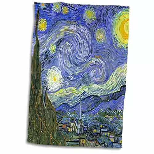 3D Rose The Starry Night by Vincent Van Gogh Towel, 15" x 22"