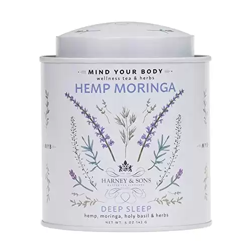 Harney & Sons Hemp Moringa Tea Blend, Wellness, Deep Sleep Blend, 5 oz tin
