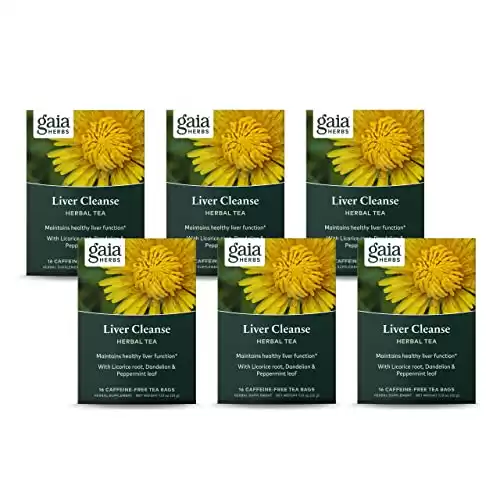 Gaia Herbs Liver Cleanse Herbal Tea 16 Tea Bags (Pack of 6)