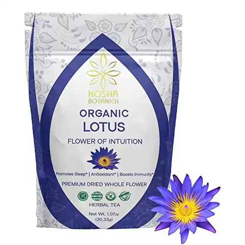 Kosha Botanica Lotus Flower Tea | Natural Premium Dried Whole Flower | Organic Non GMO Herbal Loose Leaf Tea 1.07 oz (30.33g)